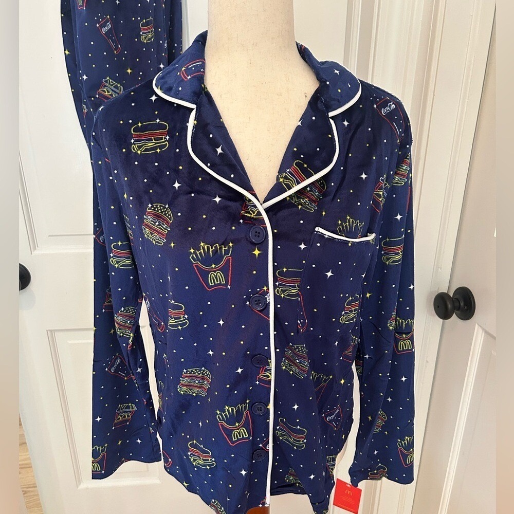 NWT McDonald's‎ Coca Cola 2022 Ltd Ed Dream Order Pajama Set Women's S/M Navy